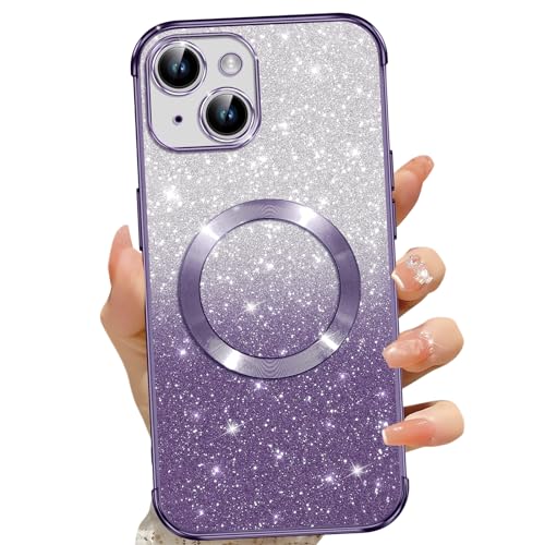 Phoona für iPhone 14 Plus Hülle, Glitzer Hülle Kompatibel mit MagSafe, Keine Vergilbung, Kratzfeste, Ganzkörperschutz Magnetisch Handyhülle für iPhone 14 Plus, Mit 2 Schutzfolie, Lila Phoona für iPhone 14 Plus Hülle, Glitzer Hülle Kompatibel mit MagSafe, Keine Vergilbung, Kratzfeste, Ganzkörperschutz Magnetisch Handyhülle für iPhone 14 Plus, Mit 2 Schutzfolie, Lila von Phoona