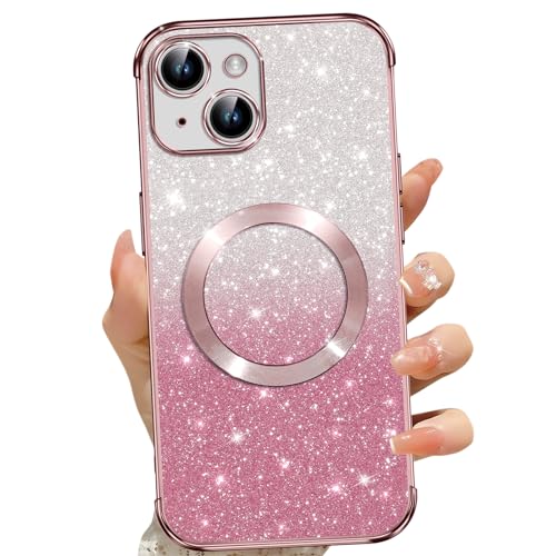 Phoona für iPhone 14 Plus Hülle, Glitzer Hülle Kompatibel mit MagSafe, Keine Vergilbung, Kratzfeste, Ganzkörperschutz Magnetisch Handyhülle für iPhone 14 Plus, Mit 2 Schutzfolie, Rosa Phoona für iPhone 14 Plus Hülle, Glitzer Hülle Kompatibel mit MagSafe, Keine Vergilbung, Kratzfeste, Ganzkörperschutz Magnetisch Handyhülle für iPhone 14 Plus, Mit 2 Schutzfolie, Rosa von Phoona