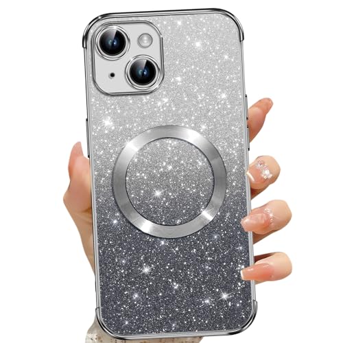 Phoona für iPhone 14 Plus Hülle, Glitzer Hülle Kompatibel mit MagSafe, Keine Vergilbung, Kratzfeste, Ganzkörperschutz Magnetisch Handyhülle für iPhone 14 Plus, Mit 2 Schutzfolie, Schwarz Phoona für iPhone 14 Plus Hülle, Glitzer Hülle Kompatibel mit MagSafe, Keine Vergilbung, Kratzfeste, Ganzkörperschutz Magnetisch Handyhülle für iPhone 14 Plus, Mit 2 Schutzfolie, Schwarz von Phoona