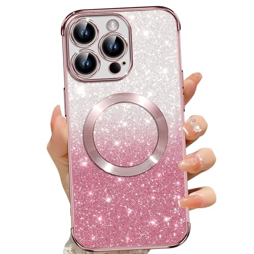 Phoona für iPhone 15 Pro Max Hülle, Glitzer Hülle Kompatibel mit MagSafe, Keine Vergilbung, Kratzfeste, Ganzkörperschutz Magnetisch Handyhülle für iPhone 15 Pro Max 5G, Mit 2 Schutzfolie, Rosa Phoona für iPhone 15 Pro Max Hülle, Glitzer Hülle Kompatibel mit MagSafe, Keine Vergilbung, Kratzfeste, Ganzkörperschutz Magnetisch Handyhülle für iPhone 15 Pro Max 5G, Mit 2 Schutzfolie, Rosa von Phoona