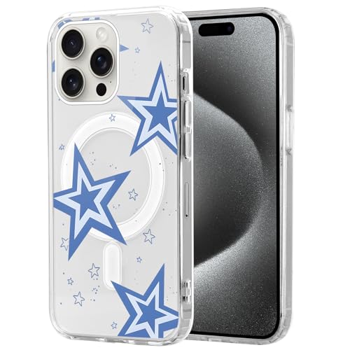 Phoona für iPhone 16 15 14 13 12 11 Pro MAX Mini X XS MAX XR 7 Magnetisch Hülle, Kompatibel mit MagSafe Aesthetic Muster Weiches Transparent Silikon Case Kratzfeste Stoßfest Cover für Mädchen, Sterne von Phoona