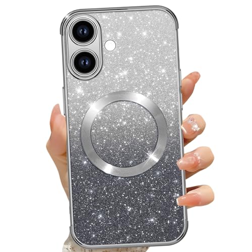 Phoona für iPhone 16 6,1" Hülle, Magnetisch Handyhülle Kompatibel mit MagSafe, Keine Vergilbung, Kratzfeste, Ganzkörperschutz Glitzer Hülle für iPhone 16 Mit 2 Schutzfolie, Schwarz Phoona für iPhone 16 6,1" Hülle, Magnetisch Handyhülle Kompatibel mit MagSafe, Keine Vergilbung, Kratzfeste, Ganzkörperschutz Glitzer Hülle für iPhone 16 Mit 2 Schutzfolie, Schwarz von Phoona