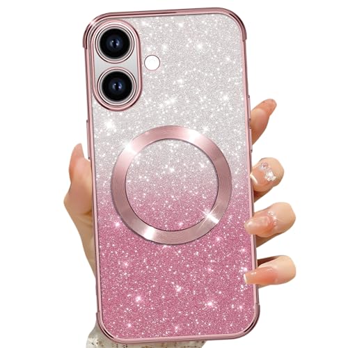 Phoona für iPhone 16 Plus 6,7" Hülle, Magnetisch Handyhülle Kompatibel mit MagSafe, Keine Vergilbung, Kratzfeste, Ganzkörperschutz Glitzer Hülle für iPhone 16 Plus Mit 2 Schutzfolie, Rosa Phoona für iPhone 16 Plus 6,7" Hülle, Magnetisch Handyhülle Kompatibel mit MagSafe, Keine Vergilbung, Kratzfeste, Ganzkörperschutz Glitzer Hülle für iPhone 16 Plus Mit 2 Schutzfolie, Rosa von Phoona