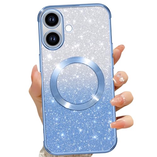 Phoona für iPhone 16 Plus 6,7" Hülle, Magnetisch Handyhülle Kompatibel mit MagSafe, Keine Vergilbung, Kratzfeste, Ganzkörperschutz Glitzer Hülle für iPhone 16 Plus Mit 2 Schutzfolie, Blau Phoona für iPhone 16 Plus 6,7" Hülle, Magnetisch Handyhülle Kompatibel mit MagSafe, Keine Vergilbung, Kratzfeste, Ganzkörperschutz Glitzer Hülle für iPhone 16 Plus Mit 2 Schutzfolie, Blau von Phoona