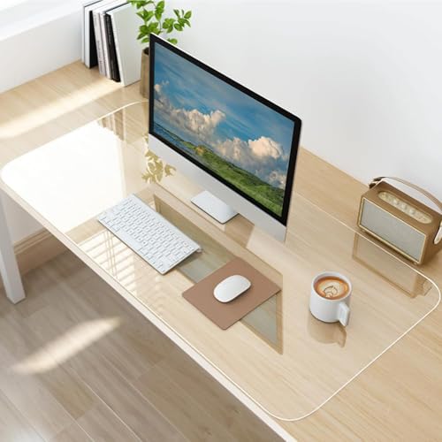 Phoraego Schreibtischunterlage, transparente Schreibtischunterlage aus PVC, runde Kanten, wasserdichte rutschfeste Tischmatte, Schutzmatte für Büro und Zuhause (120 * 40cm) von Phoraego