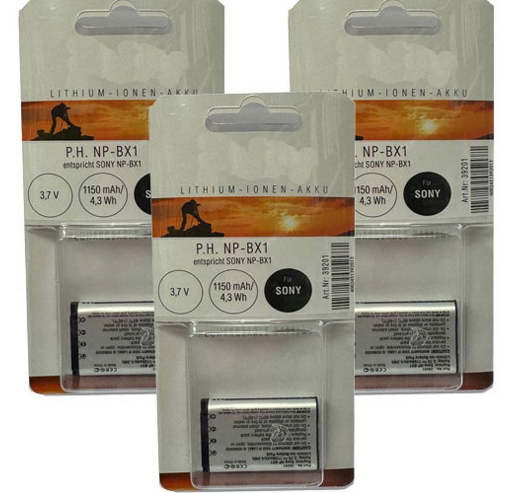 Photo Porst 3x Akku Replace Akku NP-BX1 passend für Sony HX90,HX60,WX350 Kamera-Akku Photo Porst 3x Akku Replace Akku NP-BX1 passend für Sony HX90,HX60,WX350 Kamera-Akku von Photo Porst
