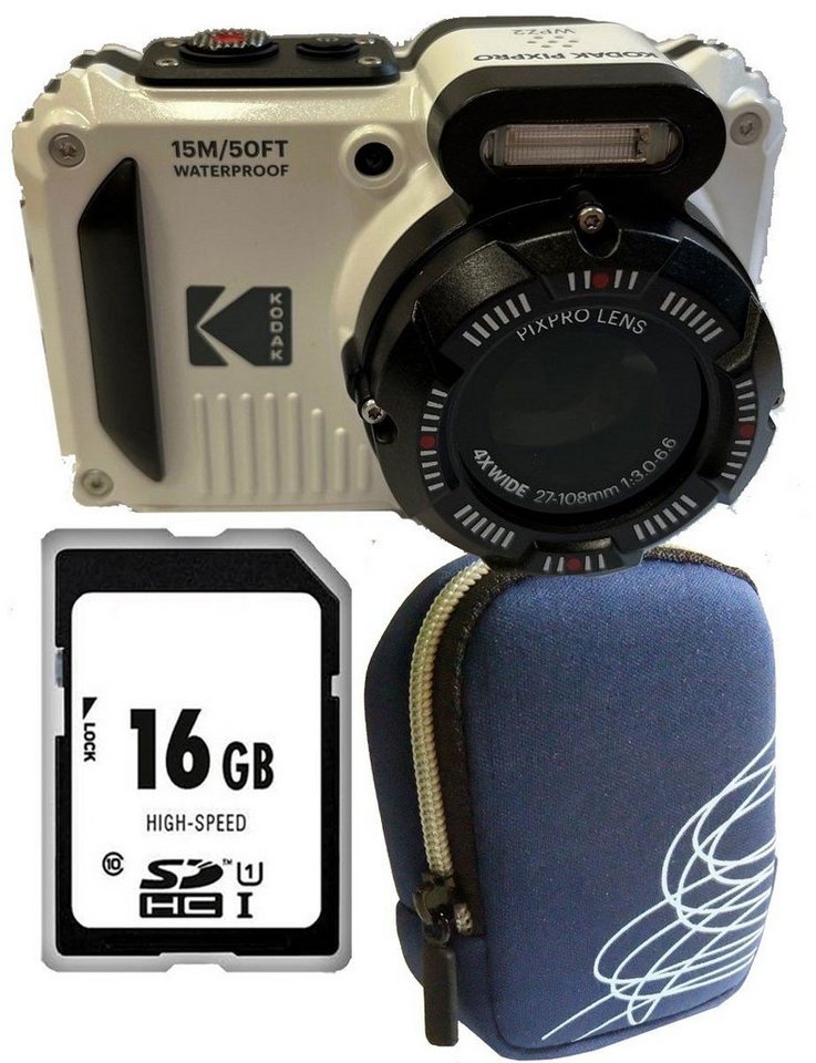 Photo Porst Kodak PixPro WPZ2 weiß Set Angebot Tasche blau Kompaktkamera von Photo Porst