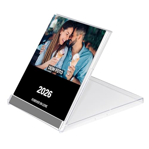 PhotoFancy® - Personalisierter CD-Tischkalender 2026 mit eigenen Fotos - Retro-Design Tischkalender in CD-Box - Fotokalender im Vintage-Stil selbst gestalten von PhotoFancy