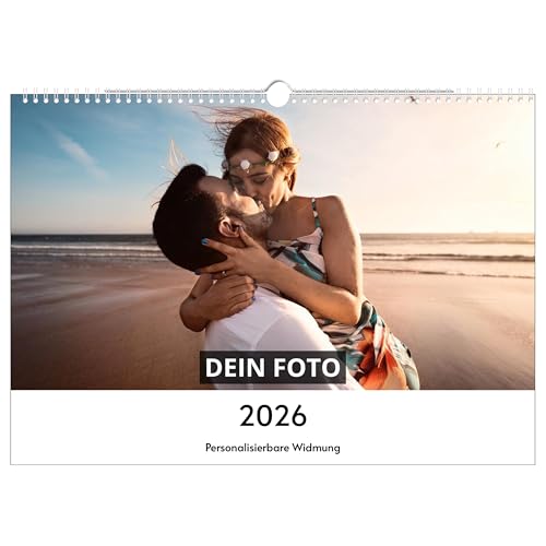 PhotoFancy® - Personalisierter Wandkalender 2026 mit eigenen Fotos - Fotokalender mit eigenen Bildern selbst gestalten - DIN A5 oder DIN A4 - Querformat von PhotoFancy