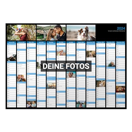 PhotoFancy® - Personalisierter Wandplaner 2024 mit eigenen Fotos - Jahreskalender als Wandkalender mit eigenen Bildern selbst gestalten - DIN A2 oder DIN A1 - Jahresplaner für 12 Monate von PhotoFancy
