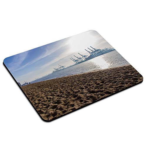 PhotoFancy - Mousepad Hamburg - Städte-Mauspad mit Motiv Elbstrand mit Blick auf den Hafen von PhotoFancy