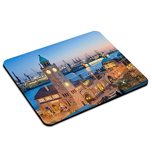 PhotoFancy - Mousepad Hamburg - Städte-Mauspad mit Motiv Landungsbrücken mit Hafen von PhotoFancy