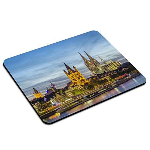 PhotoFancy - Mousepad Köln - Städte-Mauspad mit Motiv Abendstimmung Rheinpanorama mit Rathaus, St. Martin und Kölner Dom von PhotoFancy