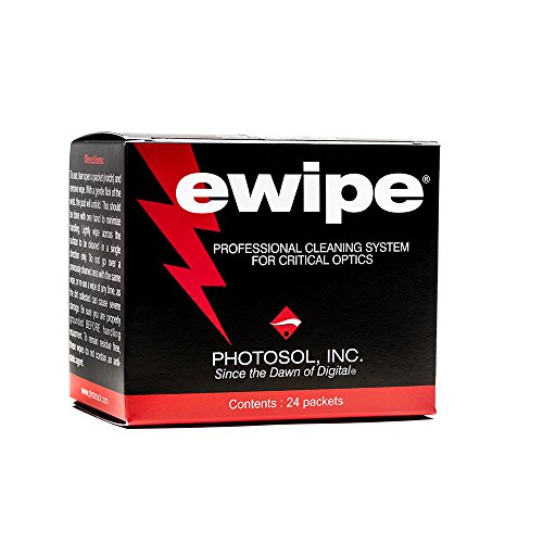 E-Wipe Camera Lens Cleaning Pads - Non-Abrasive Wipes with Professional Cleaning Solution Designed for Optic Electronics — Great for SLR, DSLR, Cameras, Lenses and High-End Optics. (24 Pack) von Photographic Solutions