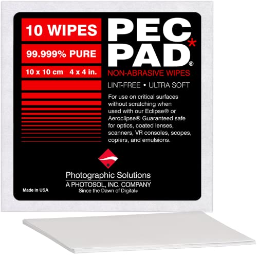 PEC-PAD Lint Free Wipes 4”x4” Non-Abrasive Ultra Soft Cloth for Cleaning Sensitive Surfaces Like Camera, Lens, Filters, Film, Scanners, Telescopes, Microscopes, Binoculars. (10 Sheets Per/Pkg) von Photographic Solutions