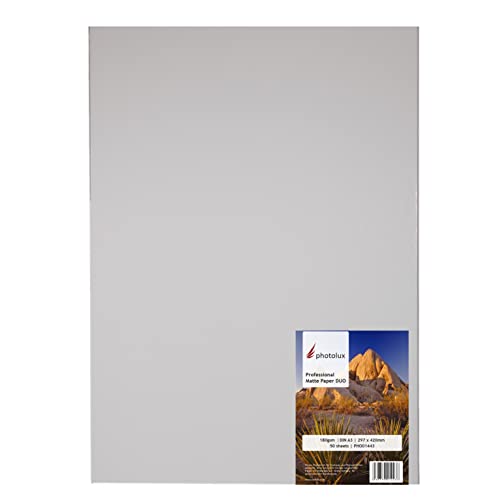 Photolux Professional Matte Paper DUO 180 gsm, beidseitig bedruckbar Fotopapier in Premiumqualität DIN A3 (297x420mm) 50 Blatt von Photolux
