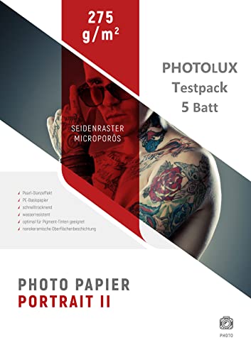 Photolux Sample Pack/Testpack A4-5 Blatt Fotopapier (Portrait II, Raster, Satin 275 GSM) von Photolux