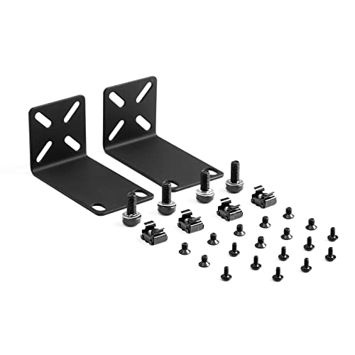 PhyinLan Rack Mount Kit, verstellbare Rack-Ohren für Netgear, Cisco, D-Link, TRENDnet und Dell Produkte, Montage von 12,6-Zoll Breiten bis 19-Zoll-Geräten, Verstellbarer Lochabstand 14-30 mm von PhyinLan