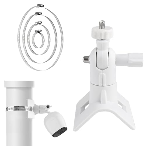 Piashow Ring Kamera Halterung für Arlo,Wyze Cam, Eufy Cam, Verstellbare Masthalterung Pole Montagehalterung, für alle Überwachungskameras mit Standard 1/4 Gewindebohrungen, Solarmodul (Weiß) von Piashow