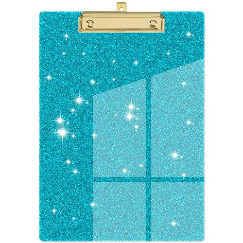 Piasoenc Acryl Klemmbretter, Mode Glitter Klemmbrett, Standard Letter Größe Klemmbrett, A4 Größe 12,5 "x 9", Cute Konfetti Klemmbretter für Frauen, Rose Gold Desk Bürobedarf und Zubehör von Piasoenc