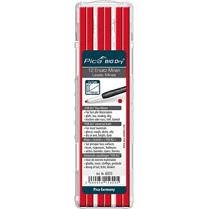 Pica Big Dry For All 6031 Bleistiftminen für Zimmermannsbleistift mit Druckmechanismus rot 2B 2,0 - 5,0 mm, 12 St. Pica Big Dry For All 6031 Bleistiftminen für Zimmermannsbleistift mit Druckmechanismus rot 2B 2,0 - 5,0 mm, 12 St. von Pica