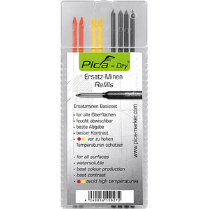 Pica Dry 4020 Fallminen-Bleistiftminen graphit, rot, gelb 2,8 mm, 8 St. von Pica