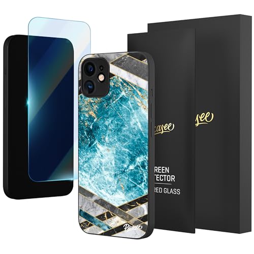 PICASEE Ultimate für iPhone 12 Hülle [Technologie mit geprüftem Fallschutz 5m+] Hülle iPhone 12 Stoßfest Kratzfest Handyhülle iPhone 12 Case, Panzerfolie Gratis - Blue Geometry von Picasee