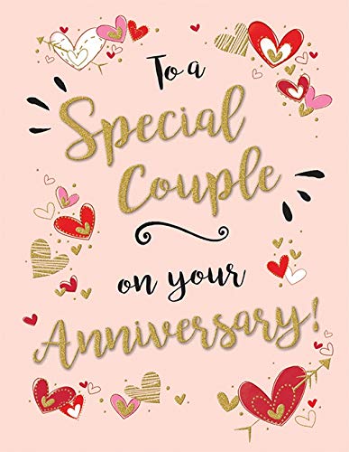 Piccadilly Greetings Group Ltd Glückwunschkarte zum Hochzeitstag Special Couple On Your Wedding Anniversary, Herzen, 18 x 14 cm, Beige von Piccadilly Greetings Group Ltd