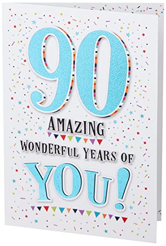 Geburtstagskarte zum 90. Geburtstag, Motiv: Moderne Meilensteinzeit, 17,8 x 12,7 cm, Piccadilly Greetings von Piccadilly Greetings