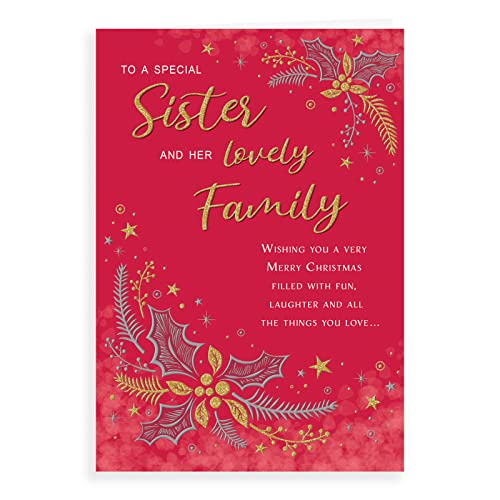 Klassische Weihnachtskarte Sister & Family – 22,9 x 15,2 cm – Regal Publishing von Piccadilly Greetings