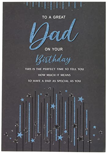 Moderne Geburtstagskarte für Vater, 22,9 x 15,2 cm, Schwarz von Piccadilly Greetings