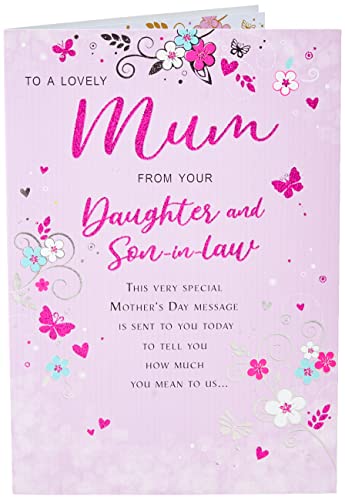 Moderne Muttertagskarte "Mum from Daughter & Son in Law", 22,9 x 15,2 cm, Pink von Piccadilly Greetings