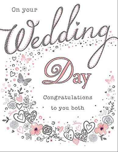 Piccadilly Greetings Glückwunschkarte zum Hochzeitstag mit glitzernden Herzen von Piccadilly Greetings