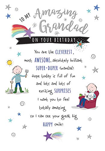 Piccadilly Greetings Group Ltd Amazing Cleverest Awesome Grandad Geburtstagskarte – 17,8 x 12,7 cm, Grau von Piccadilly Greetings