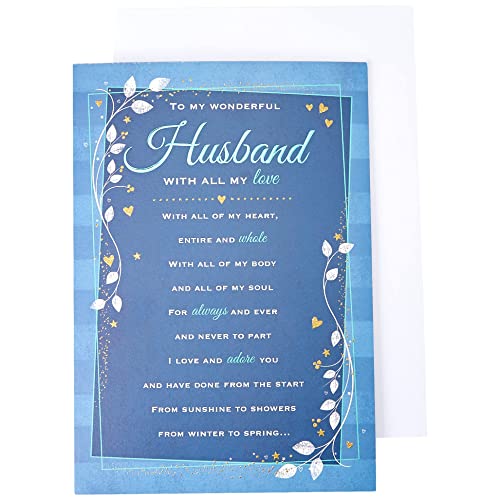 Piccadilly Greetings Heartfelt Wishes Geburtstagskarte für Ehemann, Motiv "Regal Publishing", Blau, 22,9 x 15,2 cm von Piccadilly Greetings