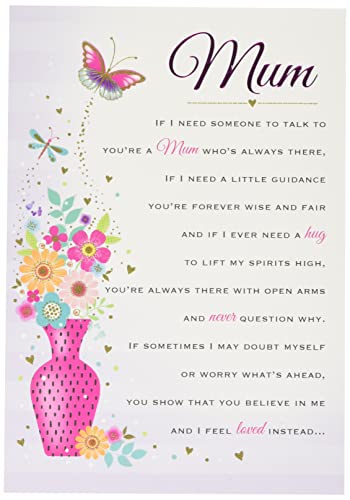 Piccadilly Greetings Heartfelt Wishes Sentimentale Geburtstagskarte für Mütter – 22,9 x 15,2 cm – Regal Publishing C80677, Pink von Piccadilly Greetings
