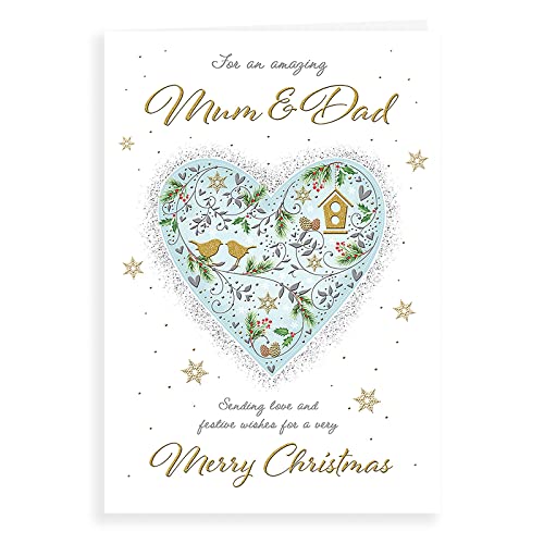 Piccadilly Greetings Klassische Weihnachtskarte "Mum & Dad" – 22,9 x 15,2 cm von Piccadilly Greetings