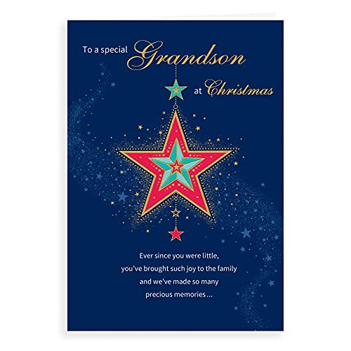 Piccadilly Greetings Klassische Weihnachtskarte für Enkelsohn – 22,9 x 15,2 cm – Regal Publishing, C85413 von Piccadilly Greetings