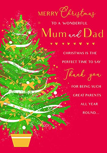 Piccadilly Greetings Klassische Weihnachtskarte für Mama und Vater, 25,4 x 17,8 cm von Piccadilly Greetings