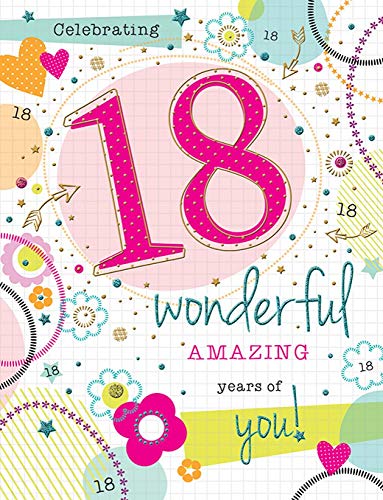 Piccadilly Greetings Modern Milestone Age Geburtstagskarte, Alter 18 F, 20,3 x 15,2 cm von Piccadilly Greetings