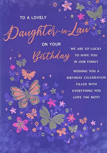 Piccadilly Greetings Moderne Geburtstagskarte für Schwiegertochter – 22,9 x 15,2 cm – Regal Publishing, Violett von Piccadilly Greetings