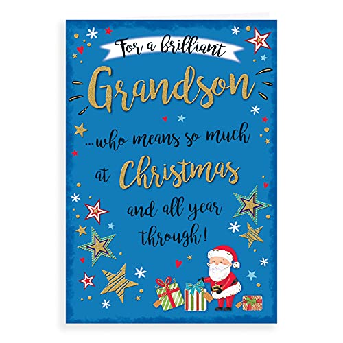 Piccadilly Greetings Moderne Weihnachtskarte für Enkelsohn, 22,9 x 15,2 cm (A41314) von Piccadilly Greetings