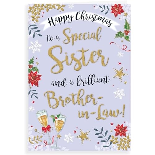 Piccadilly Greetings Piccadilly Greetings (A41343) Moderne Weihnachtskarte für Schwester und Schwager, Weiß, 22,9 x 15,2 cm von Piccadilly Greetings