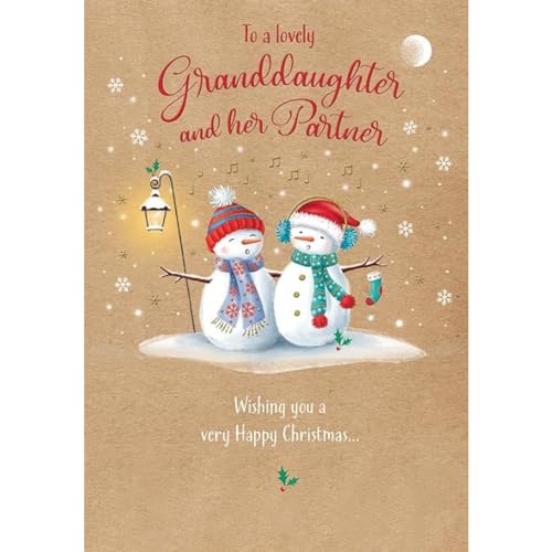 Piccadilly Greetings Weihnachtskarte, Motiv: Paar, Enkelin und Partner, Schneepaar, 22,9 x 15,2 cm von Piccadilly Greetings