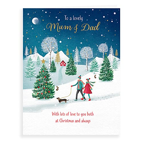 Piccadilly Greetings Weihnachtskarte mit Aufschrift Mum & Dad, 20,3 x 15,2 cm von Piccadilly Greetings