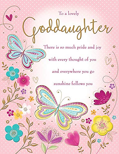 Traditionelle Geburtstagskarte Patentochter – 20,3 x 15,2 cm – Piccadilly Greetings, Pink von Piccadilly Greetings