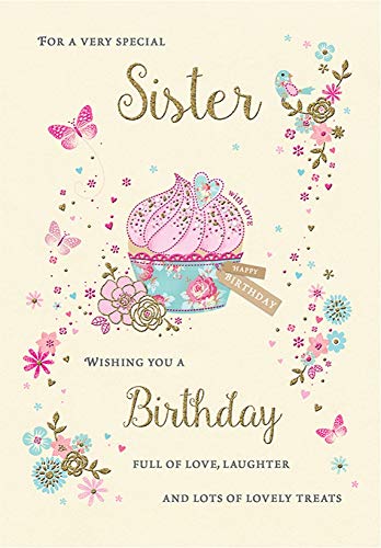 Traditionelle Geburtstagskarte für Schwester, 22,9 x 15,2 cm, Piccadilly Greetings von Piccadilly Greetings