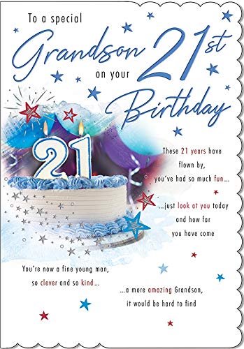 Traditionelle Meilenstein-Geburtstagskarte zum 21. Geburtstag, für Enkelsohn – 22,9 x 15,2 cm – Piccadilly Greetings von Piccadilly Greetings