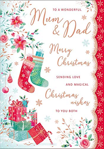 Traditionelle Weihnachtskarte "Mum & Dad" – 25,4 x 17,8 cm – Regal Publishing C85319 von Piccadilly Greetings