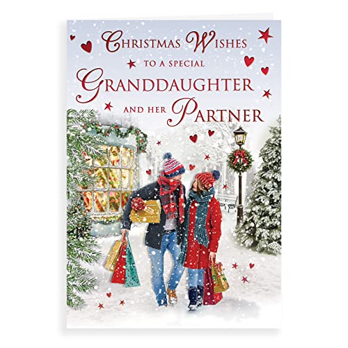 Traditionelle Weihnachtskarte für Enkelin & Partner – 22,9 x 15,2 cm – Regal Publishing, C85403 von Piccadilly Greetings